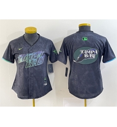 Women Tampa Bay Rays Team Big Logo Charcoal 2024 City Connect Limited Stitched Baseball Jersey Women Tampa Bay Rays Team Big Logo Charcoal 2024 City Connect Limited Stitched Baseball Jersey