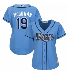 Womens Majestic Tampa Bay Rays 19 Dustin McGowan Replica Light Blue Alternate 2 Cool Base MLB Jersey Womens Majestic Tampa Bay Rays 19 Dustin McGowan Replica Light Blue Alternate 2 Cool Base MLB Jersey
