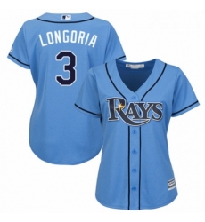 Womens Majestic Tampa Bay Rays 3 Evan Longoria Authentic Light Blue Alternate 2 Cool Base MLB Jersey Womens Majestic Tampa Bay Rays 3 Evan Longoria Authentic Light Blue Alternate 2 Cool Base MLB Jersey
