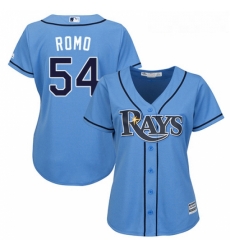 Womens Majestic Tampa Bay Rays 54 Sergio Romo Authentic Light Blue Alternate 2 Cool Base MLB Jersey Womens Majestic Tampa Bay Rays 54 Sergio Romo Authentic Light Blue Alternate 2 Cool Base MLB Jersey