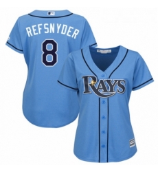 Womens Majestic Tampa Bay Rays 8 Rob Refsnyder Replica Light Blue Alternate 2 Cool Base MLB Jersey Womens Majestic Tampa Bay Rays 8 Rob Refsnyder Replica Light Blue Alternate 2 Cool Base MLB Jersey