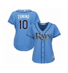 Women's Tampa Bay Rays #10 Mike Zunino Authentic Light Blue Alternate 2 Cool Base Baseball Player Jersey Women's Tampa Bay Rays #10 Mike Zunino Authentic Light Blue Alternate 2 Cool Base Baseball Player Jersey