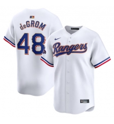 Men Texas Rangers 48 Jacob DeGrom White 2024 Gold Collection Cool Base Stitched Baseball Jersey Men Texas Rangers 48 Jacob DeGrom White 2024 Gold Collection Cool Base Stitched Baseball Jersey