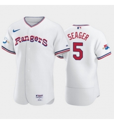 Men Texas Rangers 5 Corey Seager White 50th Anniversary Throwback Flex Base Stitched Jerse Men Texas Rangers 5 Corey Seager White 50th Anniversary Throwback Flex Base Stitched Jerse