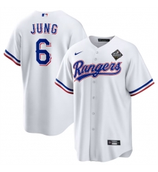 Men Texas Rangers 6 Josh Jung 2023 White World Series Stitched Baseball Jersey Men Texas Rangers 6 Josh Jung 2023 White World Series Stitched Baseball Jersey