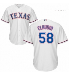 Mens Majestic Texas Rangers 58 Alex Claudio Replica White Home Cool Base MLB Jersey Mens Majestic Texas Rangers 58 Alex Claudio Replica White Home Cool Base MLB Jersey