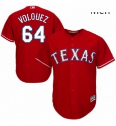 Mens Majestic Texas Rangers 64 Edinson Volquez Replica Red Alternate Cool Base MLB Jersey Mens Majestic Texas Rangers 64 Edinson Volquez Replica Red Alternate Cool Base MLB Jersey