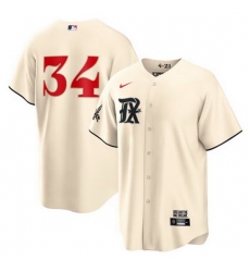 Men's Texas Rangers #34 Nolan Ryan Cream 2023 City Connect Cool Base Stitched Baseball Jersey Men's Texas Rangers #34 Nolan Ryan Cream 2023 City Connect Cool Base Stitched Baseball Jersey