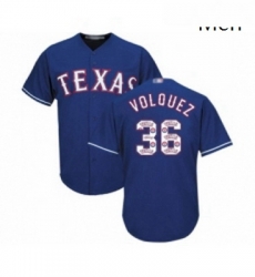 Mens Texas Rangers 36 Edinson Volquez Authentic Royal Blue Team Logo Fashion Cool Base Baseball Jersey Mens Texas Rangers 36 Edinson Volquez Authentic Royal Blue Team Logo Fashion Cool Base Baseball Jersey