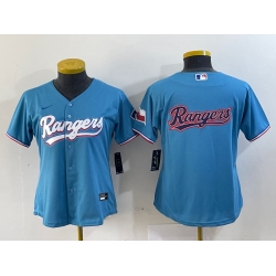 Women Texas Rangers Blue Team Big Logo With Patch Stitched Baseball Jersey 4