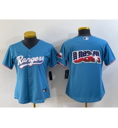 Women Texas Rangers Blue Team Big Logo With Patch Stitched Baseball Jersey Women Texas Rangers Blue Team Big Logo With Patch Stitched Baseball Jersey