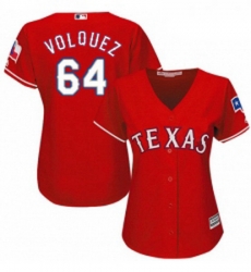 Womens Majestic Texas Rangers 64 Edinson Volquez Authentic Red Alternate Cool Base MLB Jersey Womens Majestic Texas Rangers 64 Edinson Volquez Authentic Red Alternate Cool Base MLB Jersey