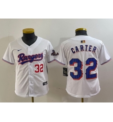 Youth Texas Rangers 32 Evan Carter White Gold Stitched Baseball Jersey 5 Youth Texas Rangers 32 Evan Carter White Gold Stitched Baseball Jersey 5