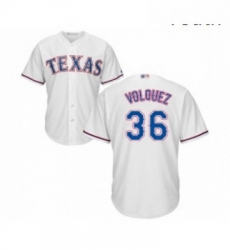 Youth Texas Rangers 36 Edinson Volquez Replica White Home Cool Base Baseball Jersey Youth Texas Rangers 36 Edinson Volquez Replica White Home Cool Base Baseball Jersey