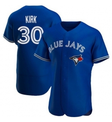 Men Nike Toronto Blue Jays #30 Alejandro Kirk Blue Home Stitched Cool Base Player Jersey Men Nike Toronto Blue Jays #30 Alejandro Kirk Blue Home Stitched Cool Base Player Jersey