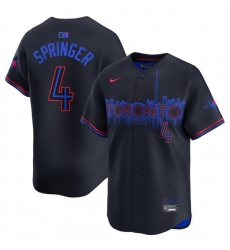 Men Toronto Blue Jays 4 George Springer Black 2024 City Connect Limited Stitched Baseball Jersey Men Toronto Blue Jays 4 George Springer Black 2024 City Connect Limited Stitched Baseball Jersey