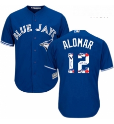 Mens Majestic Toronto Blue Jays 12 Roberto Alomar Authentic Blue Team Logo Fashion MLB Jersey Mens Majestic Toronto Blue Jays 12 Roberto Alomar Authentic Blue Team Logo Fashion MLB Jersey
