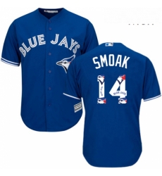 Mens Majestic Toronto Blue Jays 14 Justin Smoak Authentic Blue Team Logo Fashion MLB Jersey Mens Majestic Toronto Blue Jays 14 Justin Smoak Authentic Blue Team Logo Fashion MLB Jersey