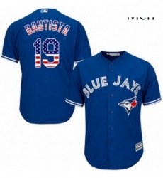 Mens Majestic Toronto Blue Jays 19 Jose Bautista Authentic Royal Blue USA Flag Fashion MLB Jersey Mens Majestic Toronto Blue Jays 19 Jose Bautista Authentic Royal Blue USA Flag Fashion MLB Jersey
