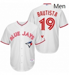 Mens Majestic Toronto Blue Jays 19 Jose Bautista Replica White 2015 Canada Day MLB Jersey Mens Majestic Toronto Blue Jays 19 Jose Bautista Replica White 2015 Canada Day MLB Jersey