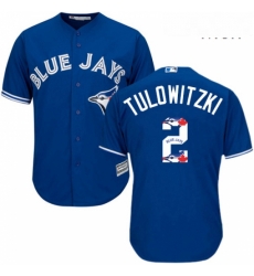 Mens Majestic Toronto Blue Jays 2 Troy Tulowitzki Authentic Blue Team Logo Fashion MLB Jersey Mens Majestic Toronto Blue Jays 2 Troy Tulowitzki Authentic Blue Team Logo Fashion MLB Jersey