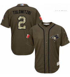 Mens Majestic Toronto Blue Jays 2 Troy Tulowitzki Replica Green Salute to Service MLB Jersey Mens Majestic Toronto Blue Jays 2 Troy Tulowitzki Replica Green Salute to Service MLB Jersey