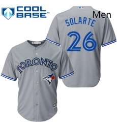 Mens Majestic Toronto Blue Jays 26 Yangervis Solarte Replica Grey Road MLB Jersey Mens Majestic Toronto Blue Jays 26 Yangervis Solarte Replica Grey Road MLB Jersey