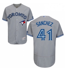 Mens Majestic Toronto Blue Jays 41 Aaron Sanchez Grey Road Flex Base Authentic Collection MLB Jersey Mens Majestic Toronto Blue Jays 41 Aaron Sanchez Grey Road Flex Base Authentic Collection MLB Jersey