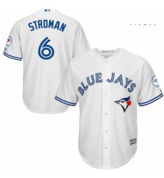 Mens Majestic Toronto Blue Jays 6 Marcus Stroman Replica White Home 40th Anniversary Patch MLB Jersey Mens Majestic Toronto Blue Jays 6 Marcus Stroman Replica White Home 40th Anniversary Patch MLB Jersey