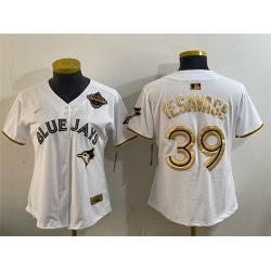Women Toronto Blue Jays 39 Trey Yesavage White Gold 2025 American League Champions Limited Stitched Baseball Jersey 