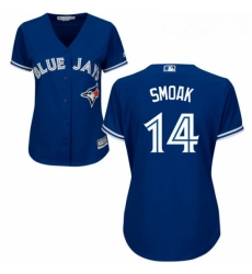 Womens Majestic Toronto Blue Jays 14 Justin Smoak Replica Blue Alternate MLB Jersey Womens Majestic Toronto Blue Jays 14 Justin Smoak Replica Blue Alternate MLB Jersey