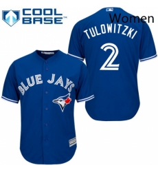 Womens Majestic Toronto Blue Jays 2 Troy Tulowitzki Replica Blue MLB Jersey Womens Majestic Toronto Blue Jays 2 Troy Tulowitzki Replica Blue MLB Jersey