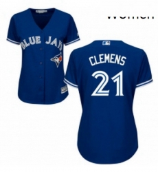 Womens Majestic Toronto Blue Jays 21 Roger Clemens Replica Blue Alternate MLB Jersey Womens Majestic Toronto Blue Jays 21 Roger Clemens Replica Blue Alternate MLB Jersey