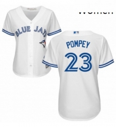 Womens Majestic Toronto Blue Jays 23 Dalton Pompey Authentic White Home MLB Jersey Womens Majestic Toronto Blue Jays 23 Dalton Pompey Authentic White Home MLB Jersey