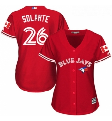 Womens Majestic Toronto Blue Jays 26 Yangervis Solarte Authentic Scarlet Alternate MLB Jersey Womens Majestic Toronto Blue Jays 26 Yangervis Solarte Authentic Scarlet Alternate MLB Jersey