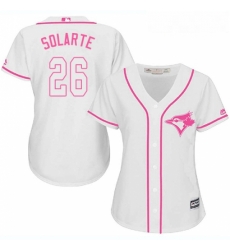 Womens Majestic Toronto Blue Jays 26 Yangervis Solarte Replica White Fashion Cool Base MLB Jersey Womens Majestic Toronto Blue Jays 26 Yangervis Solarte Replica White Fashion Cool Base MLB Jersey