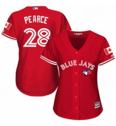 Womens Majestic Toronto Blue Jays 28 Steve Pearce Replica Scarlet Alternate MLB Jersey Womens Majestic Toronto Blue Jays 28 Steve Pearce Replica Scarlet Alternate MLB Jersey