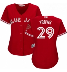 Womens Majestic Toronto Blue Jays 29 Devon Travis Replica Scarlet Alternate MLB Jersey Womens Majestic Toronto Blue Jays 29 Devon Travis Replica Scarlet Alternate MLB Jersey