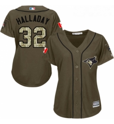 Womens Majestic Toronto Blue Jays 32 Roy Halladay Authentic Green Salute to Service MLB Jersey Womens Majestic Toronto Blue Jays 32 Roy Halladay Authentic Green Salute to Service MLB Jersey
