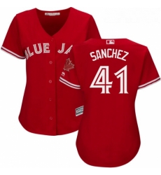 Womens Majestic Toronto Blue Jays 41 Aaron Sanchez Authentic Scarlet Alternate MLB Jersey Womens Majestic Toronto Blue Jays 41 Aaron Sanchez Authentic Scarlet Alternate MLB Jersey