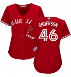 Womens Majestic Toronto Blue Jays 46 Brett Anderson Replica Scarlet Alternate MLB Jersey Womens Majestic Toronto Blue Jays 46 Brett Anderson Replica Scarlet Alternate MLB Jersey