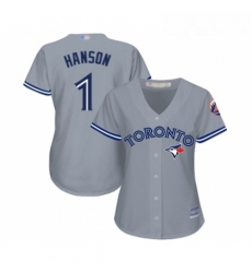 Womens Toronto Blue Jays 1 Alen Hanson Replica Grey Road Baseball Jersey Womens Toronto Blue Jays 1 Alen Hanson Replica Grey Road Baseball Jersey