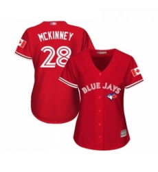 Womens Toronto Blue Jays 28 Billy McKinney Replica Scarlet Alternate Baseball Jersey Womens Toronto Blue Jays 28 Billy McKinney Replica Scarlet Alternate Baseball Jersey