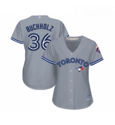 Womens Toronto Blue Jays 36 Clay Buchholz Replica Grey Road Baseball Jersey Womens Toronto Blue Jays 36 Clay Buchholz Replica Grey Road Baseball Jersey