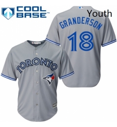 Youth Majestic Toronto Blue Jays 18 Curtis Granderson Replica Grey Road MLB Jersey Youth Majestic Toronto Blue Jays 18 Curtis Granderson Replica Grey Road MLB Jersey