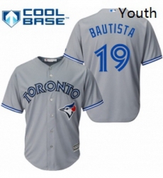 Youth Majestic Toronto Blue Jays 19 Jose Bautista Replica Grey Road MLB Jersey Youth Majestic Toronto Blue Jays 19 Jose Bautista Replica Grey Road MLB Jersey