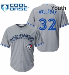 Youth Majestic Toronto Blue Jays 32 Roy Halladay Authentic Grey Road MLB Jersey Youth Majestic Toronto Blue Jays 32 Roy Halladay Authentic Grey Road MLB Jersey