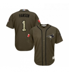 Youth Toronto Blue Jays 1 Alen Hanson Authentic Green Salute to Service Baseball Jersey Youth Toronto Blue Jays 1 Alen Hanson Authentic Green Salute to Service Baseball Jersey