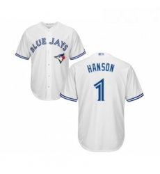 Youth Toronto Blue Jays 1 Alen Hanson Replica White Home Baseball Jersey Youth Toronto Blue Jays 1 Alen Hanson Replica White Home Baseball Jersey