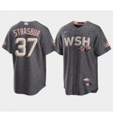 Men Washington Nationals 37 Stephen Strasburg 2022 Grey City Connect Cherry Blossom Cool Base Stitched jersey Men Washington Nationals 37 Stephen Strasburg 2022 Grey City Connect Cherry Blossom Cool Base Stitched jersey